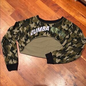 Zumba Fitness Green Camouflage Crop Long Sleeve Shirt women’s medium